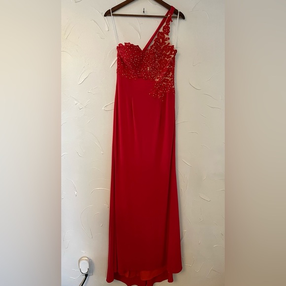 NWT Kasey J Red Mermaid Dress by Jasmine Size 8 - Picture 4 of 14
